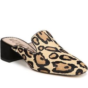 Sam Edelman leopard, block heel, calf hair mule 9M